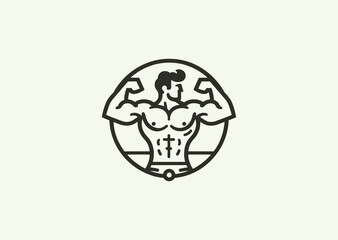 A minimalist line art logo of Hercules, symbolizing strength, heroism, and resilience