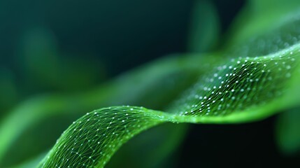 A creative abstract background with flowing green lines and subtle geometric shapes, symbolizing natural growth and technology.