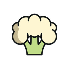 Cauliflower icon in color with line for nutrition, cooking, and meal visuals.