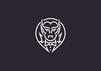 Fototapeta premium A minimalist line art logo of a vampire, symbolizing mystery, darkness, and myth
