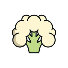 Cauliflower icon in color with line for nutrition, cooking, and meal visuals.
