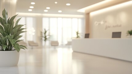 Modern Office Reception Area with Greenery