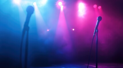 Stage Mic Night: A Solo Performance Under Colorful Lights