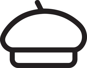 Beret line icon silhouette vector illustration for fashion, hat, accessory, style, and wardrobe design.