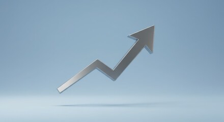 Business growth arrow floating in midair, sleek minimal presentation
