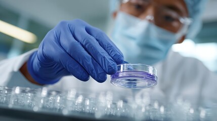 A scientist preparing samples in a sterile laboratory with high-tech instruments