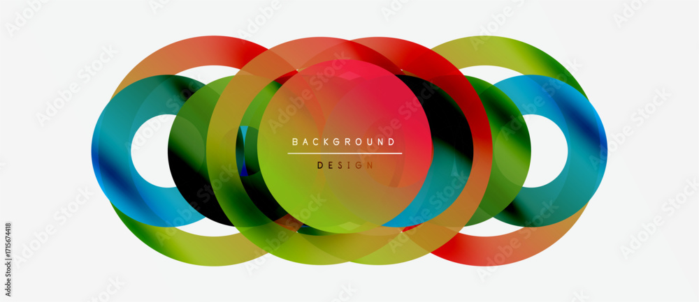 Poster abstract colorful circles overlap. modern design element, vibrant hues create dynamic visual impact.