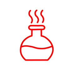 Aromatherapy Essential Oil Bottle with Steam Red Outline Icon