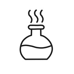 Essential Oil Bottle with Steam Black Outline Icon