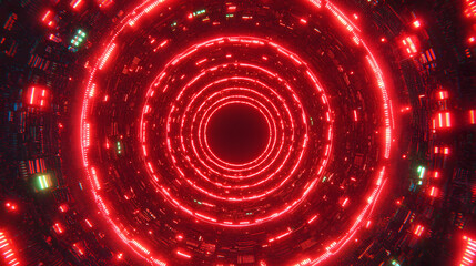 Obraz premium Abstract glowing tunnel made of neon data streams