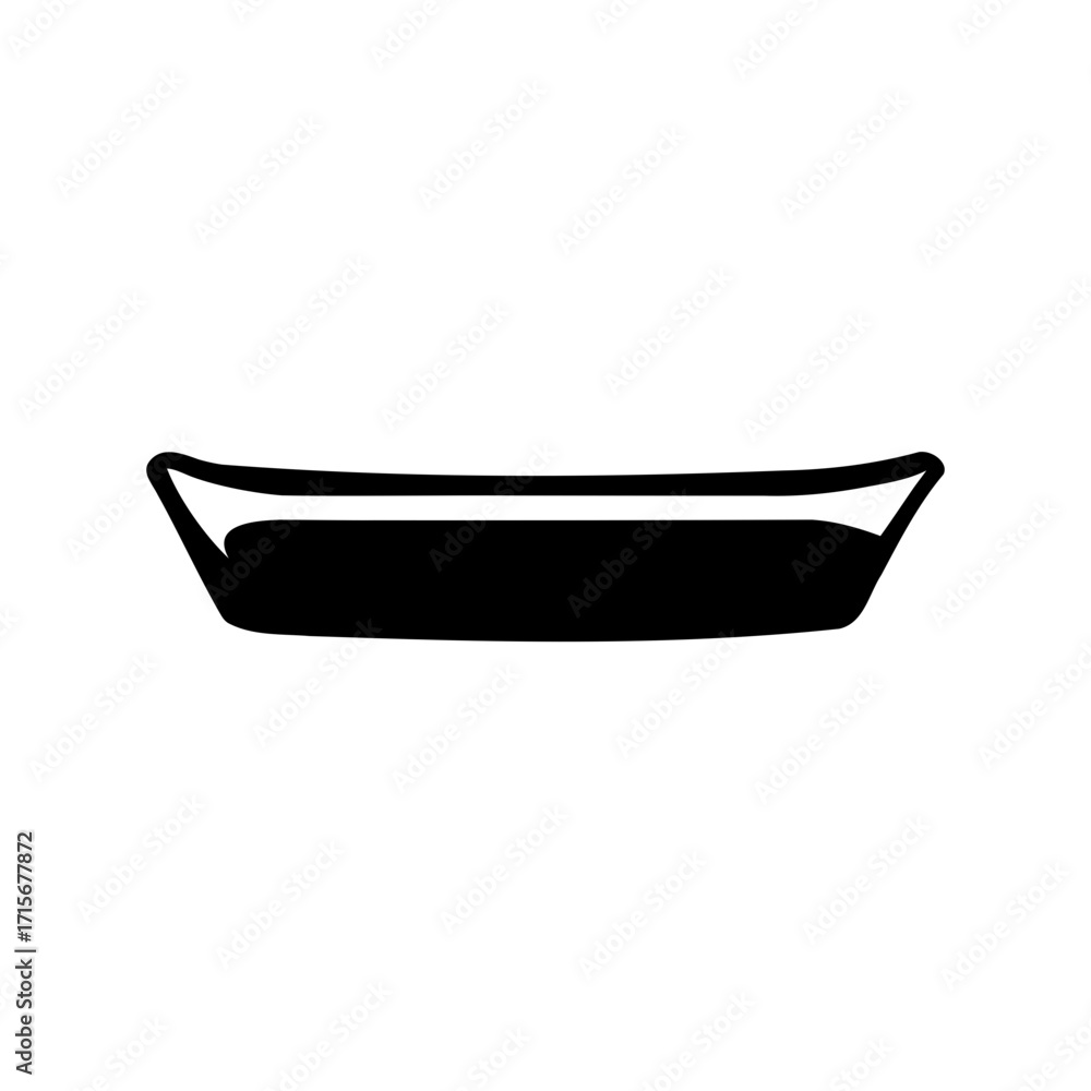 Aufkleber simple black and white image of an empty rectangular serving dish