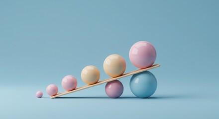 Minimal stacked spheres symbolizing investment balance, on plain background