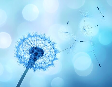 Light blue dandelion in soft focus