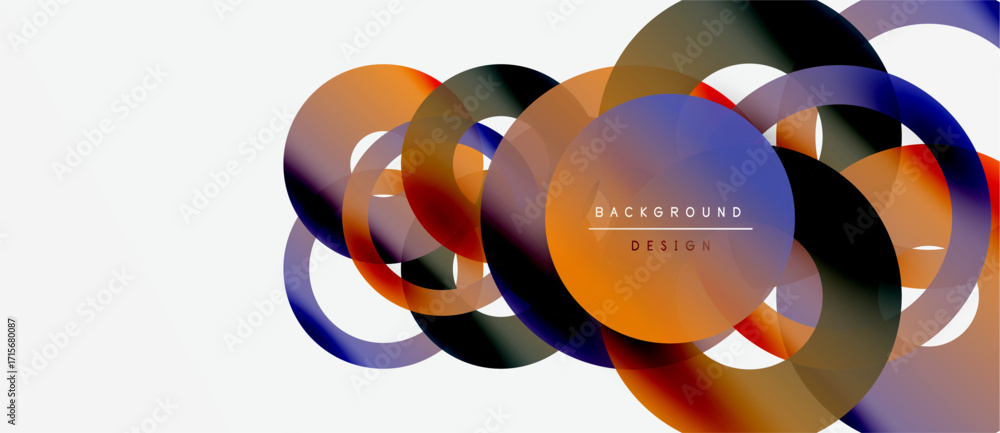 Aufkleber abstract colorful circles overlap, creating dynamic visual effect. modern design elements suggest fl