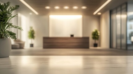 Modern Office Reception Area with Marble Table