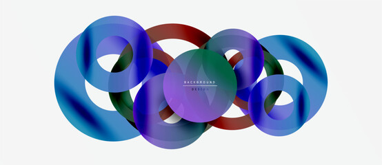 Abstract colorful circles overlap, creating dynamic visual effect. Modern design element for backgrounds, presentations.