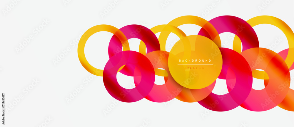 Aufkleber abstract colorful circles overlap creating dynamic modern design. gradient shades range from yellow 