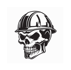 Industrial Worker Skull Wearing Safety Helmet Vector Image Isolated on white Background