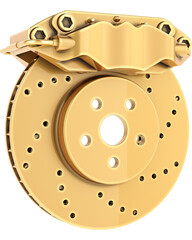 Golden Car Disc Brake , transparent background