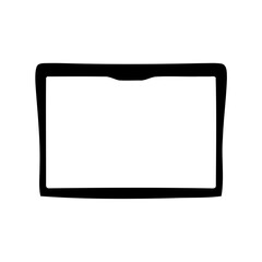 Black rectangular frame on a white background, empty center space