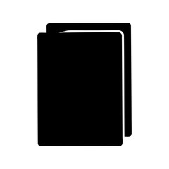 Two overlapping black rectangles represent a file or documents icon symbol