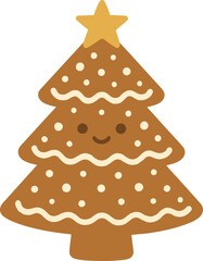 Brighten seasonal education with this charming, smiling Christmas tree illustration, a perfect visual aid for children's learning activities and festive holiday-themed projects