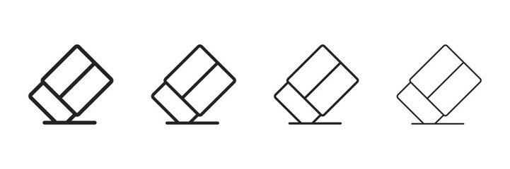 Eraser Icon Set With Multiple Line Styles Vector Illustration. 