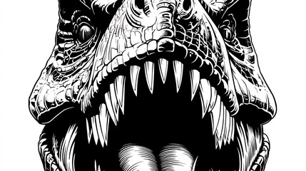 恐ろしい恐竜の顔のイラスト
