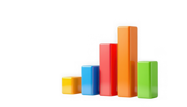 A vibrant bar graph illustration depicting growth with blocks against a black background for visual appeal