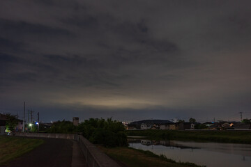 日本の岡山県岡山市の初秋の未明の美しい風景