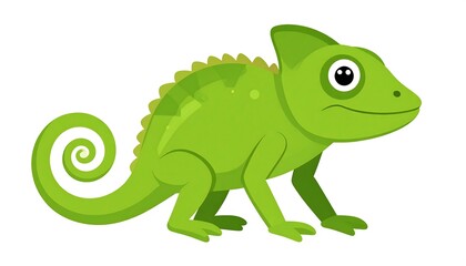Cute Green Chameleon Illustration.