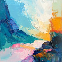 Obraz premium Abstract landscape painting with vibrant colors