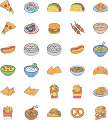 Global Food Line Art Icons
