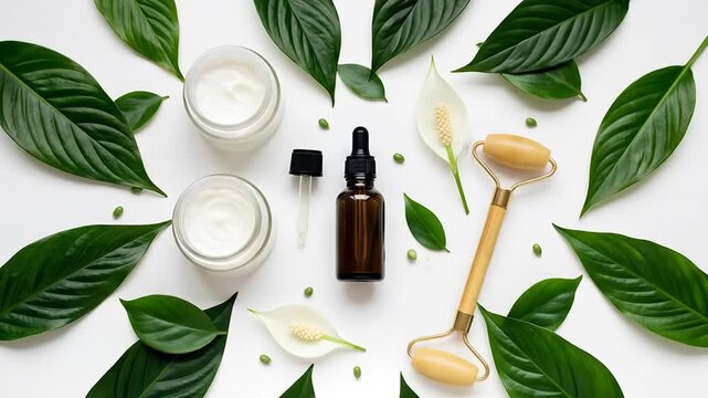 Natural skincare products flatlay