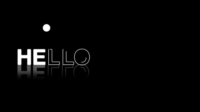 animated jumping or bouncing ball of hello august text word lettering typography glow neon reveal, Bright letters jump in the inscription theme video,motion seamless loop white type on black bg  
