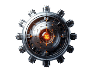 Circular metallic mechanism with glowing center (1)