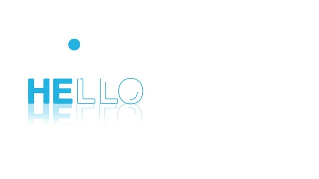 animated jumping or bouncing ball of hello august text word lettering typography glow neon reveal, Bright letters jump in the inscription theme video,motion seamless loop Blue type on white bg

