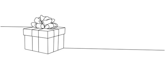 Gift box illustration line art style for Christmas present .eps