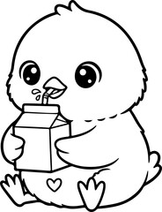 Cartoon chicks on transparent background for coloring, learning media, child development.