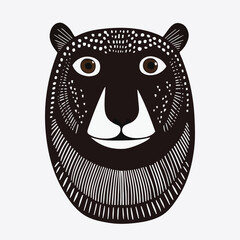 Simple Black Bear Head Portrait Vector Illustration Minimalist Style	