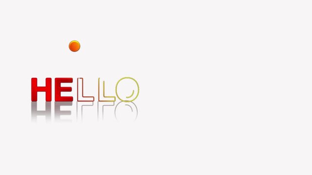animated jumping or bouncing ball of hello august text word lettering typography glow neon reveal, Bright letters jump in the inscription theme video,motion seamless loop rainbow type on white bg   
