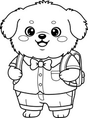 Cartoon puppy on transparent background. For coloring. Educational media. Child development.