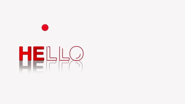 animated jumping or bouncing ball of hello august text word lettering typography glow neon reveal, Bright letters jump in the inscription theme video,motion seamless loop red type on white bg
