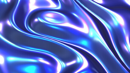 Purple blue chrome waves background, shiny and lustrous metal pattern texture,