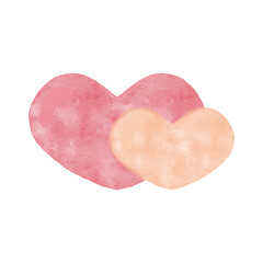 Fototapeta premium Romantic watercolor pink Valentine clip art with hearts, flowers, and love elements. Perfect for cards, wedding invites, scrapbooking, stickers, and digital projects