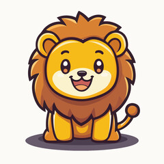 Happy Cute Lion Character Cartoon Mascot Vector Illustration	