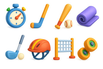 Colorful sports equipment illustration for design and print projects