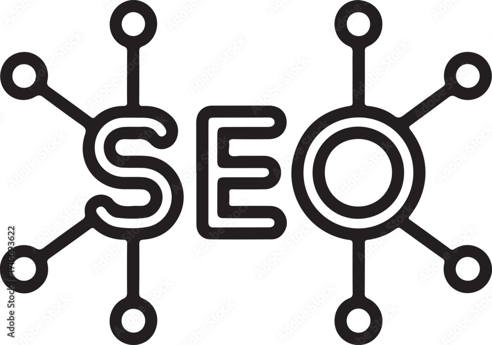 Poster seo network icon search engine optimization connection