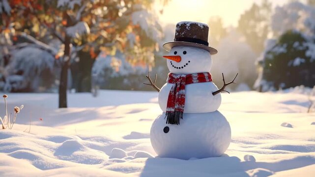 Snowman in Winter Wonderland: Festive Holiday Scene