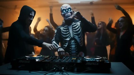 Skeleton dj halloween party